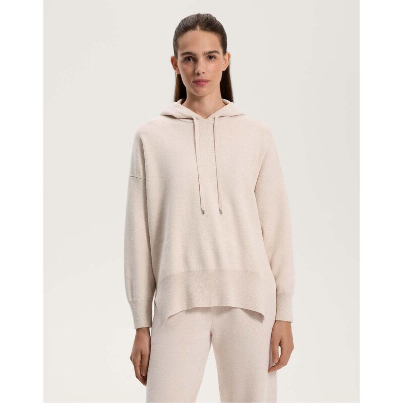OYSHO Long knit hoodie in grey 109605473