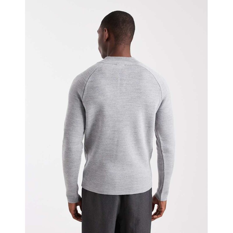 ASOS DESIGN knitted half zip jumper in grey