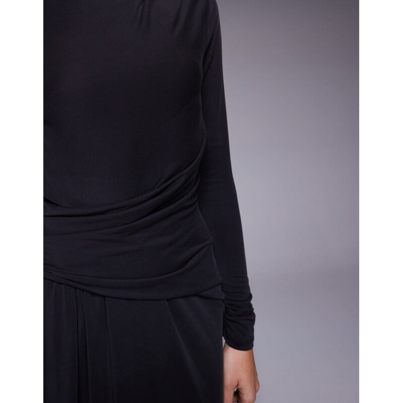 ASOS DESIGN drape modest maxi dress in modal jersey in black