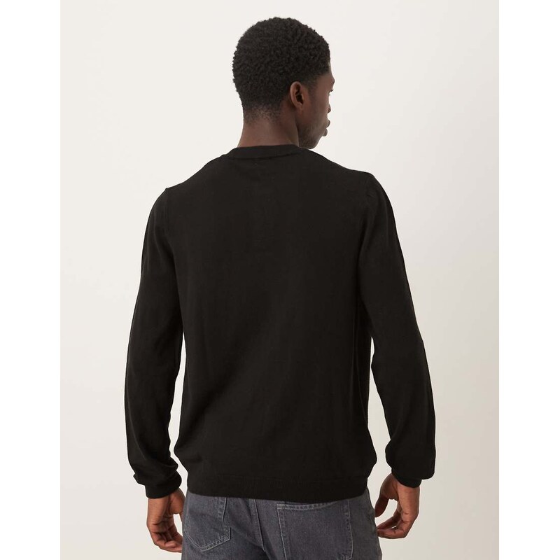 ASOS DESIGN knitted long sleeve henley neck t-shirt in black