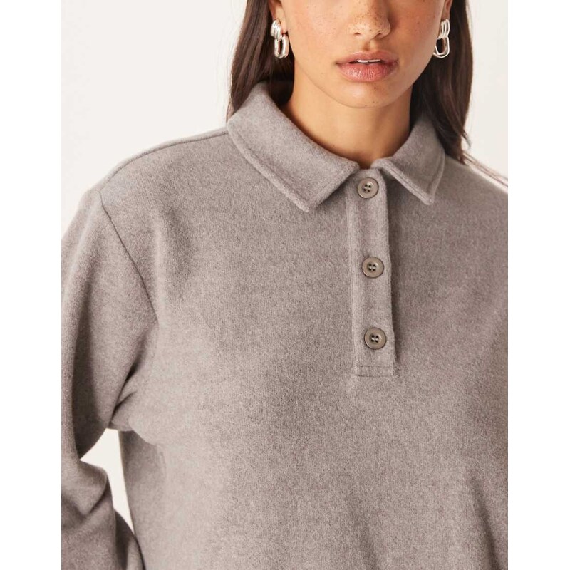 ASOS DESIGN supersoft rugby oversized top co ord in grey-Green