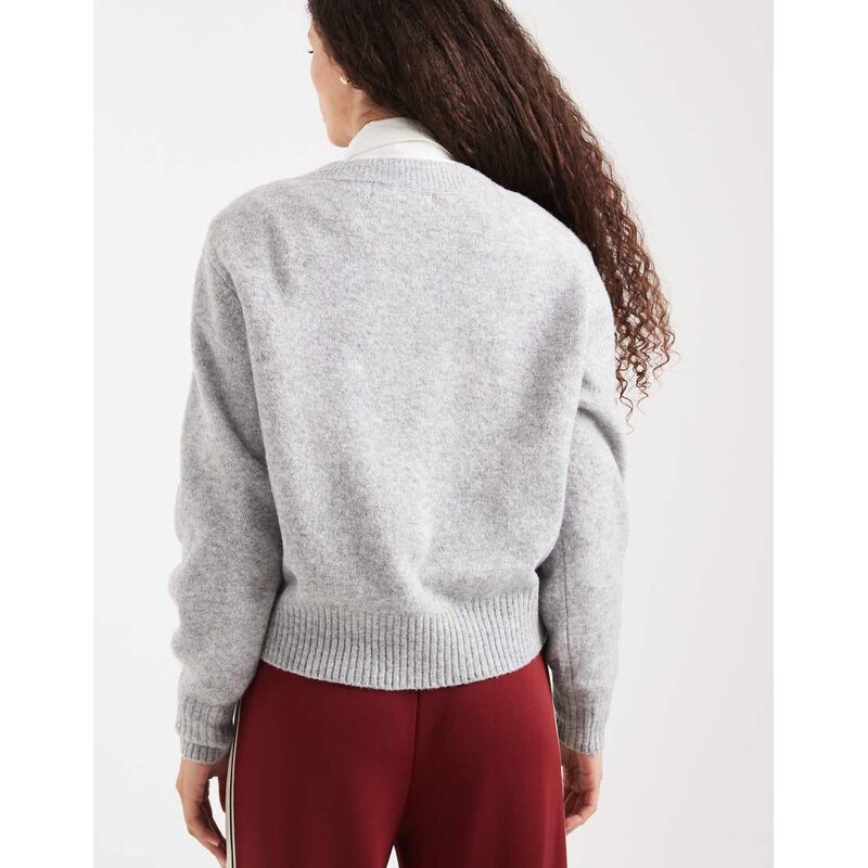 Vero Moda soft oversized v-neck jumper in grey melange