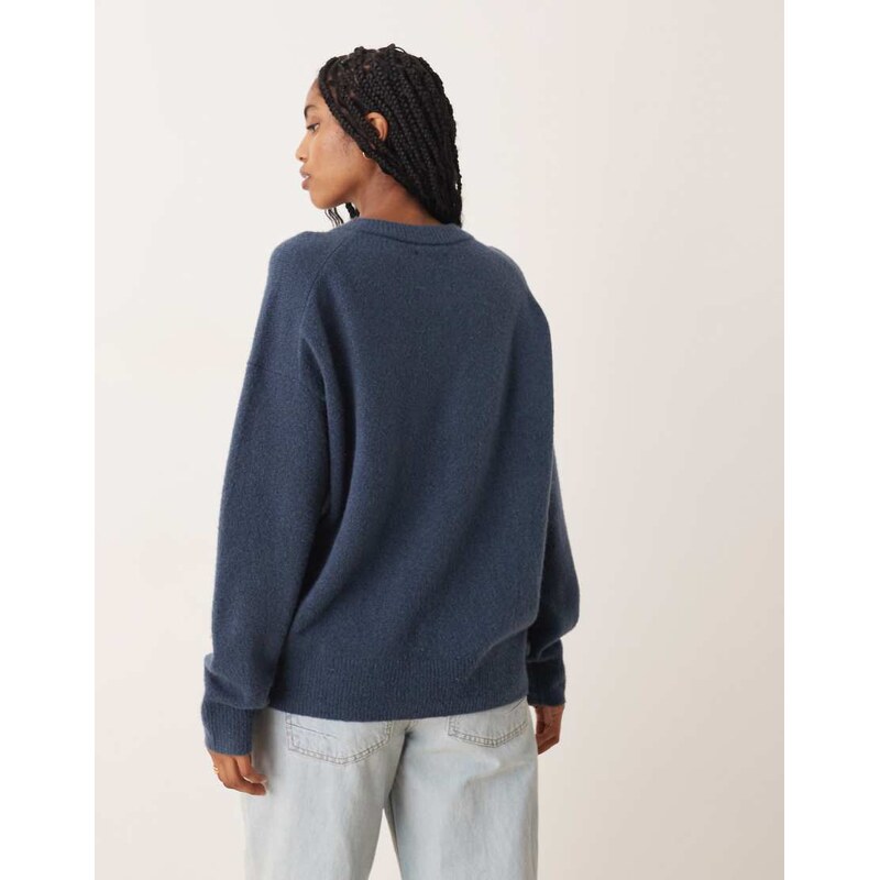 Abercrombie & Fitch long sleeve henley jumper in navy