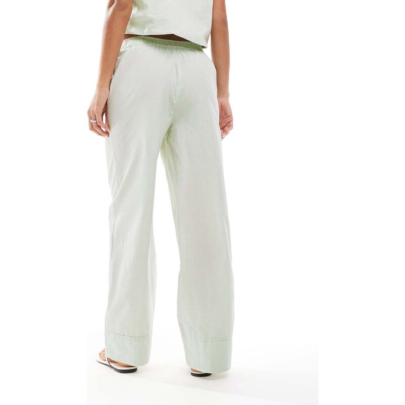 ONLY wide leg boxer detail trousers co-ord in green gingham
