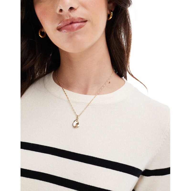Vero Moda crew neck jumper in cream with black stripes-White