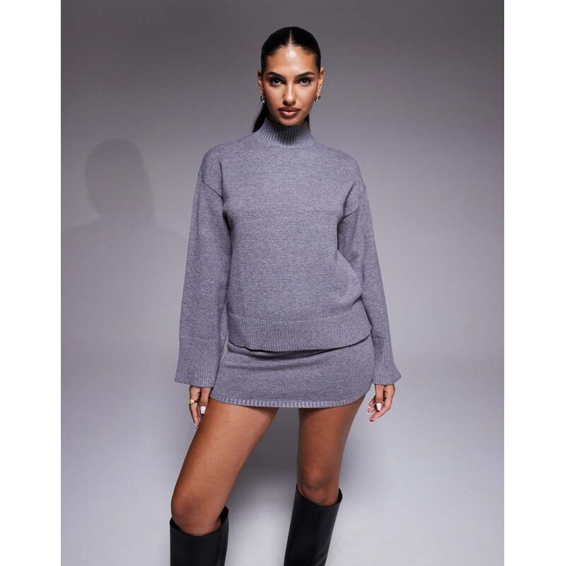 Aria Cove high neck oversized sleeve jumper co-ord in grey