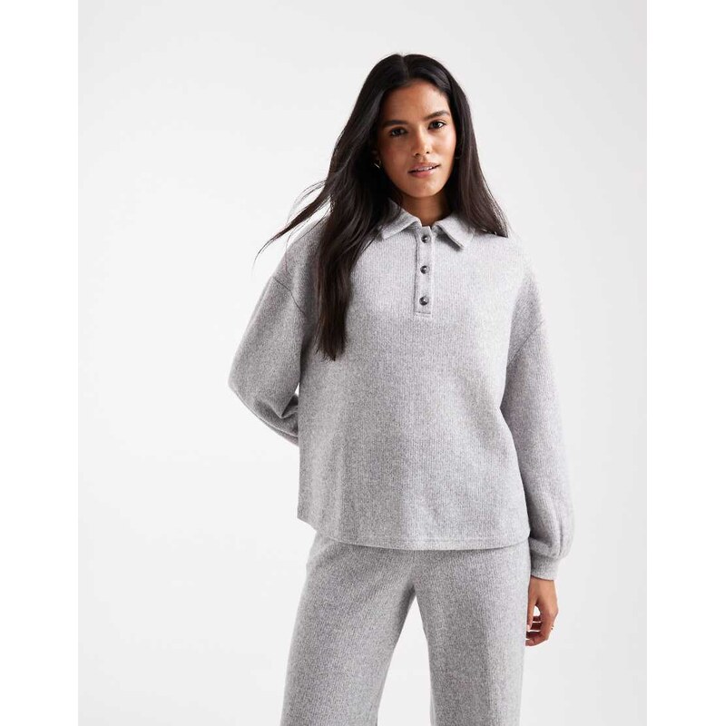 Miss Selfridge brushed collar sweat co ord in light grey 114804194