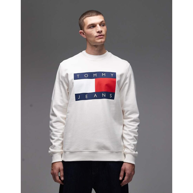 Tommy Jeans large flag sweatshirt in white
