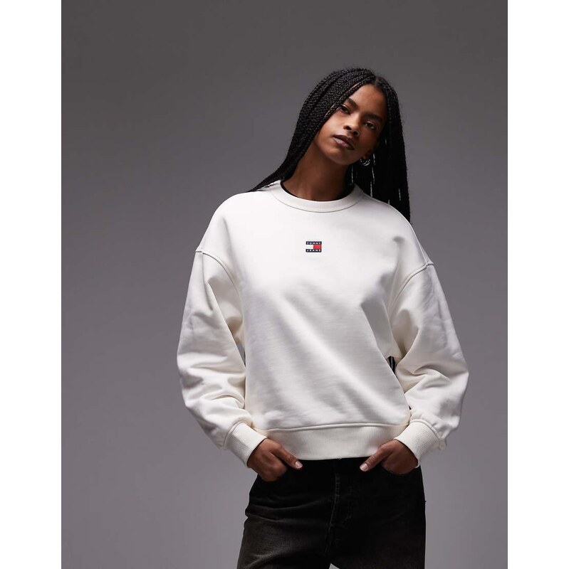 Tommy Jeans badge logo boxy sweater in white