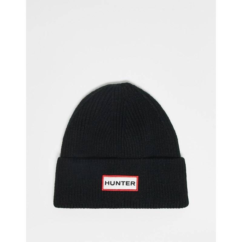 Hunter Unisex ribbed beanie in black