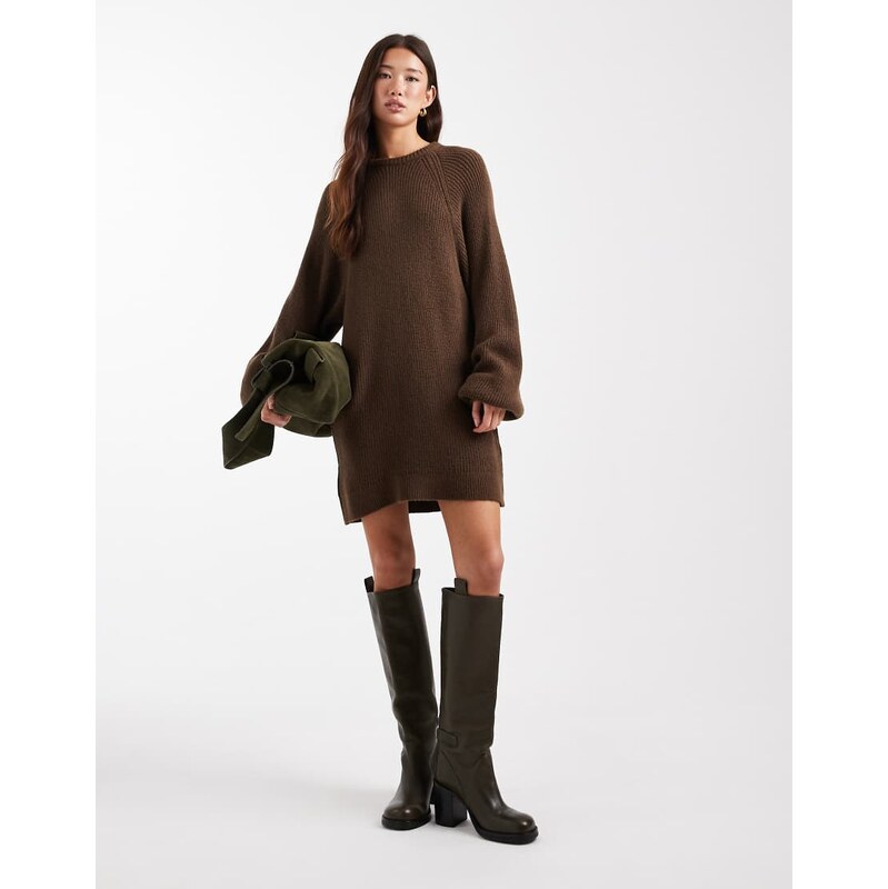 ASOS DESIGN knitted oversized jumper dress with balloon sleeve