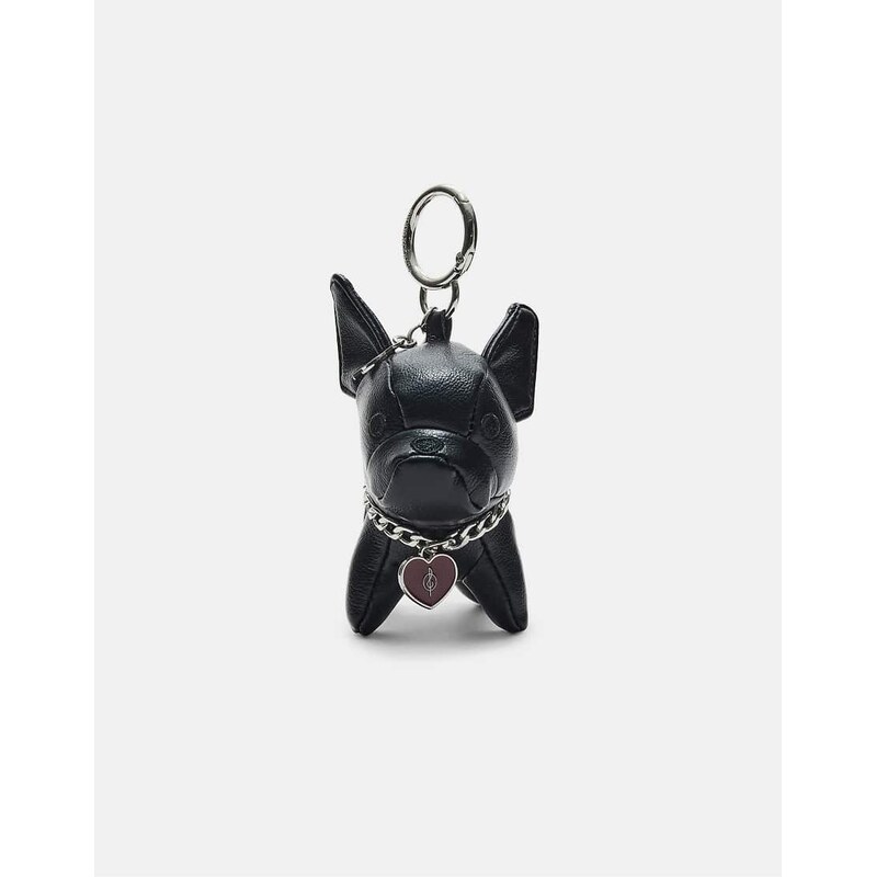 Stradivarius Leather effect dog charm key ring in black 109476951