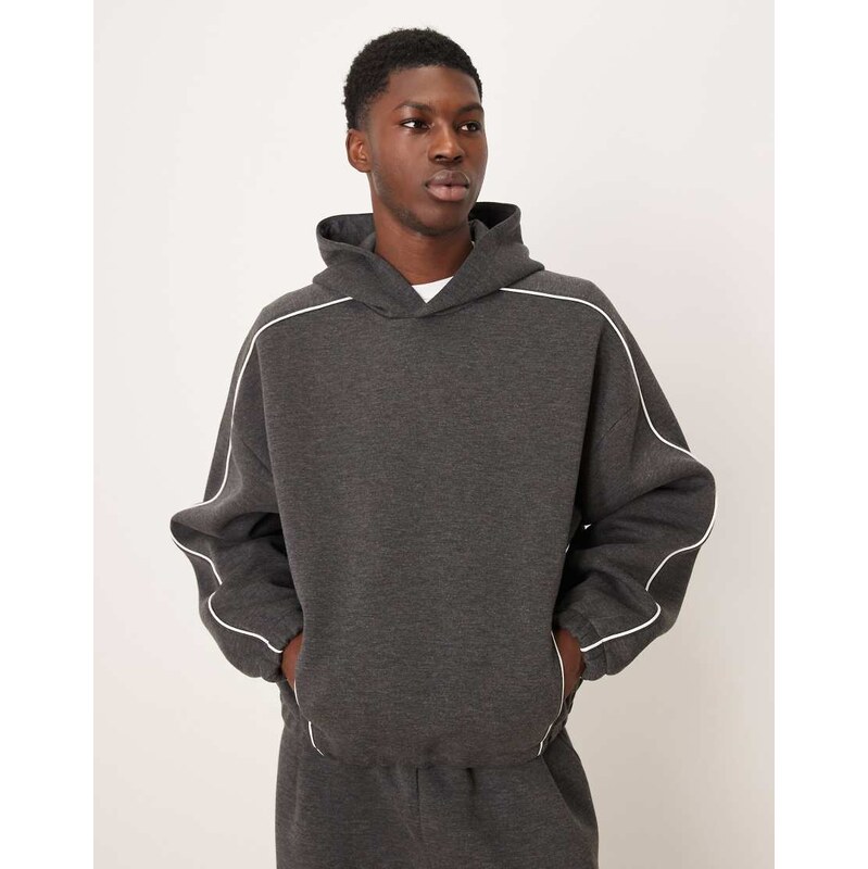 ASOS DESIGN co-ord extreme oversized hoodie with piping in dark