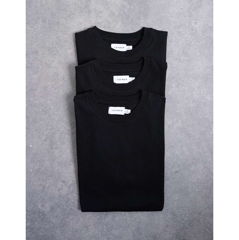 Topman 3 pack classic fit t-shirt in black