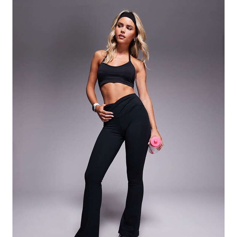 4505 Petite Icon soft touch wrap waist slim kick yoga legging in black 114804184