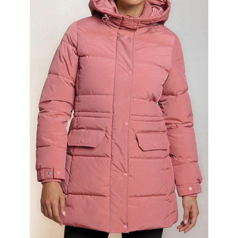Sinsay - Prošívaná puffer bunda s kapucí - růžová 109481287