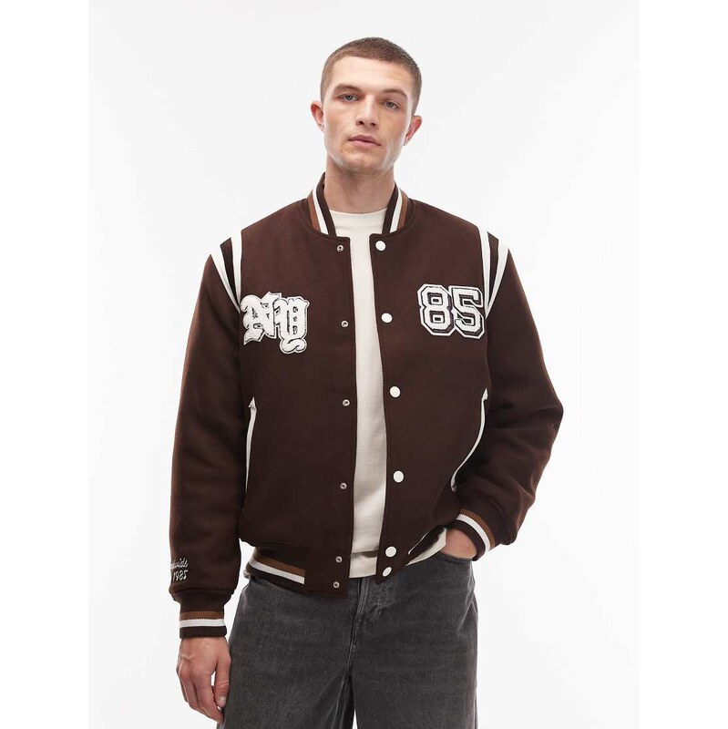 Tommy Jeans new york varsity jacket in brown
