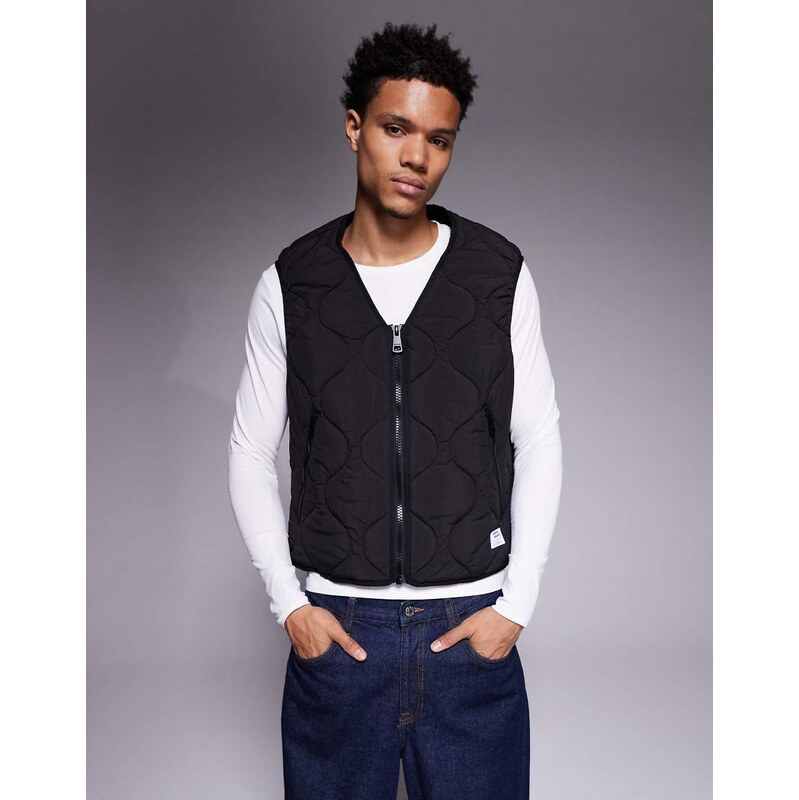 HUGO BLUE Bocolino relaxed fit quilted vest in black