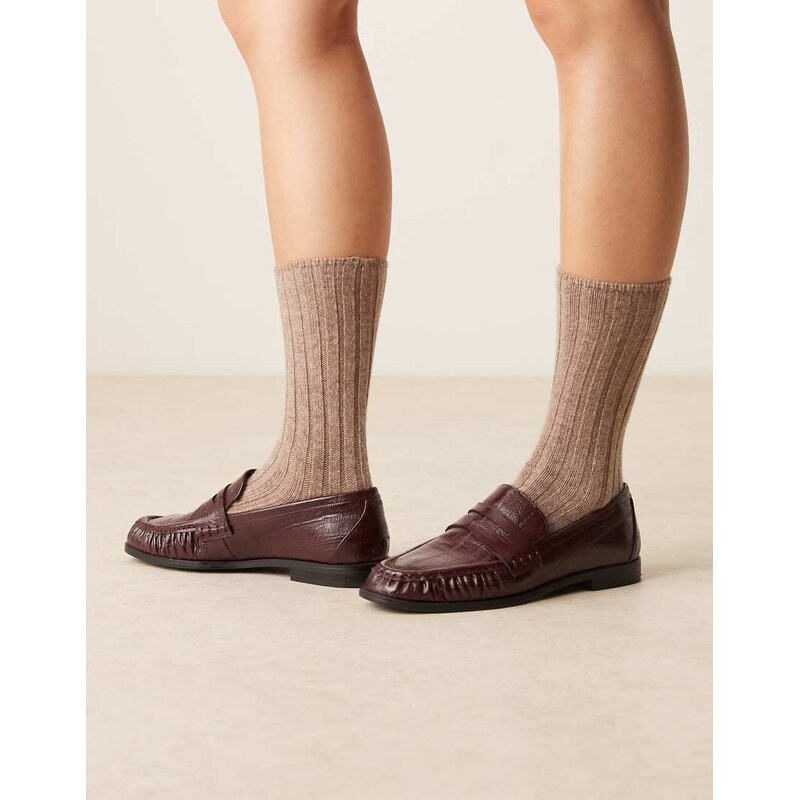 ASOS DESIGN wool lounge socks in chunky rib knit in oatmeal-Brown 109486390
