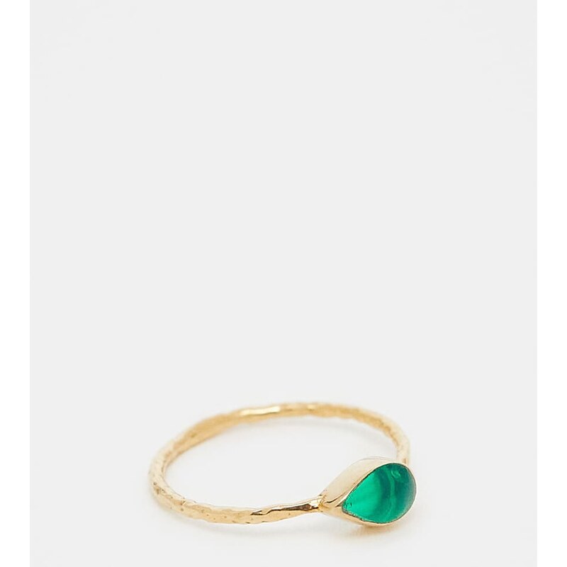 Kingsley Ryan gold plated green stone hammered ring 109486422