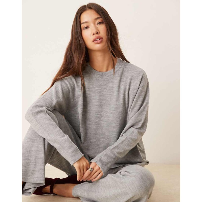 ASOS DESIGN structured longline jumper with seam detail in grey