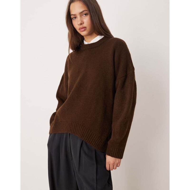ASOS DESIGN oversized crew neck jumper with curved hem in