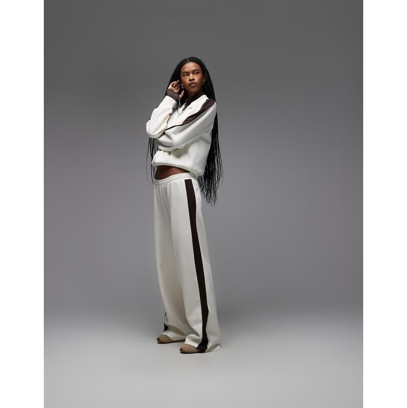 ASOS DESIGN co-ord interlock jogger with choc contrast tipping