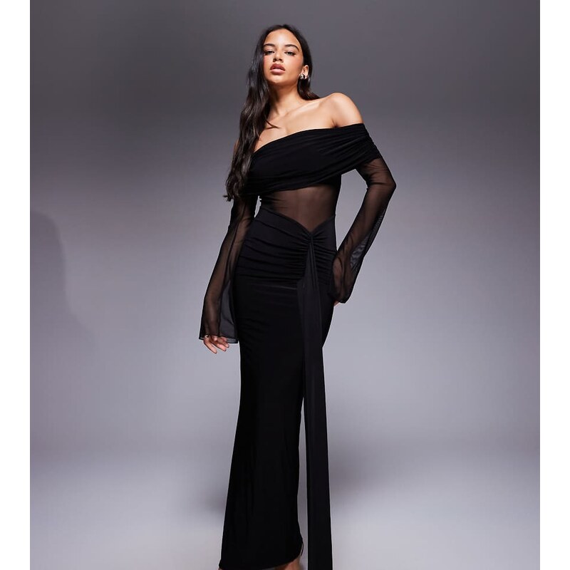 Kaiia exclusive double layered slinky foldover bardot sheer panel 109486583