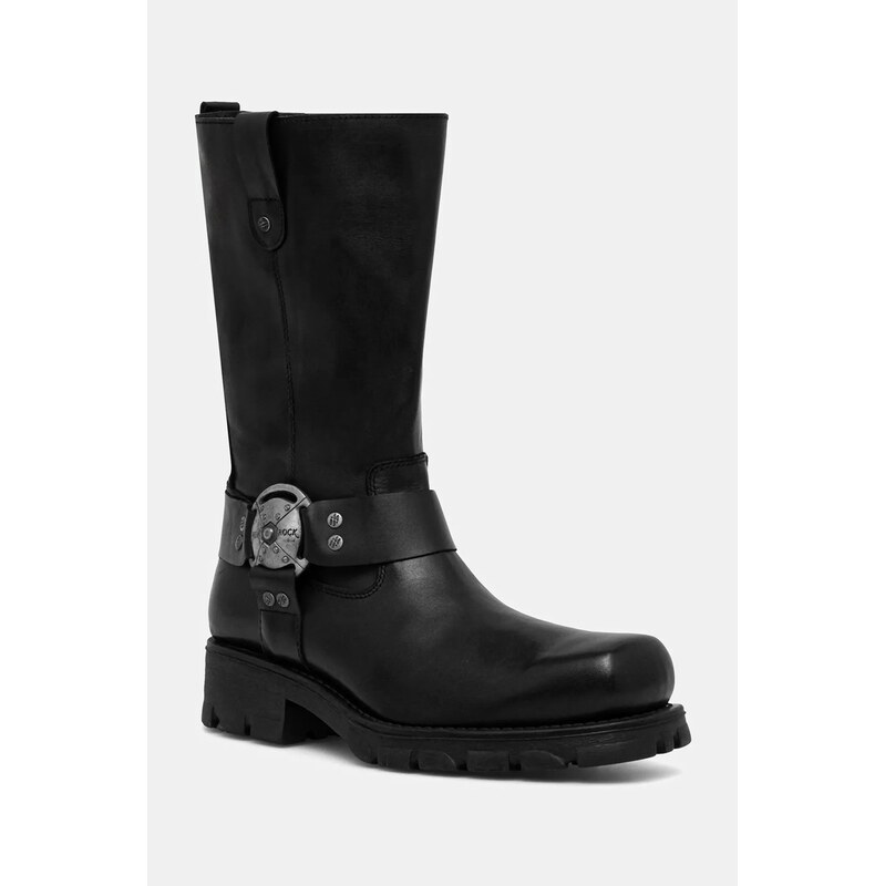 Kožené kotníkové boty New Rock Itali Negro, Motorcycle Negro 109487396