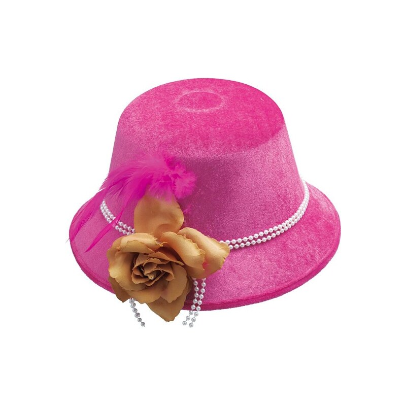 Rubies Dámský klobouk s květem neonově růžový