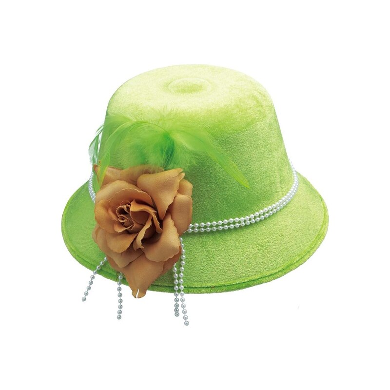 Rubies Dámský klobouk s květem neonově zelený