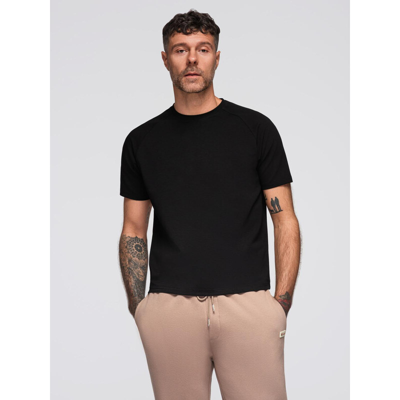 Ombre Mens COMFORT FIT T-shirt with raglan sleeves - black
