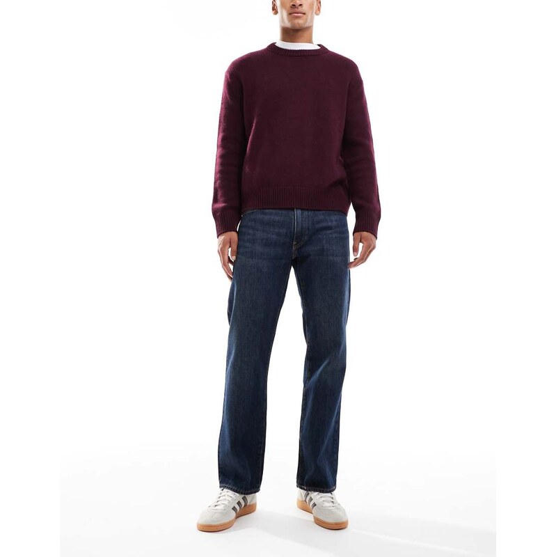 Levis 555 relaxed straight jeans in dark vintage wash-Navy