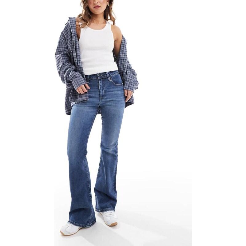 Levis 726 flare high rise jeans in mid blue