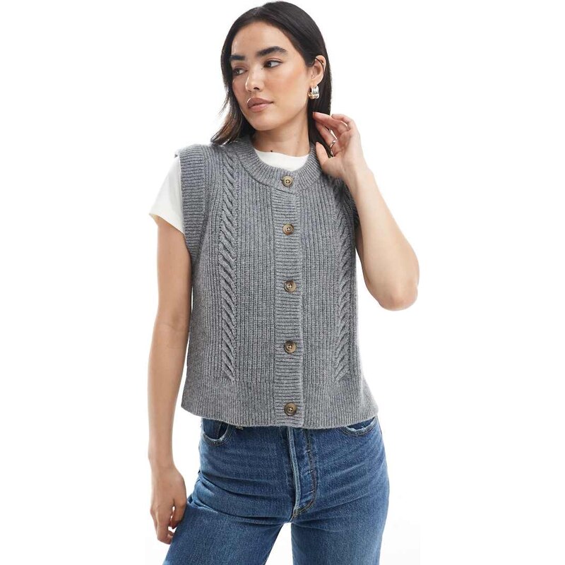 Levis Ines cable knit vest in grey