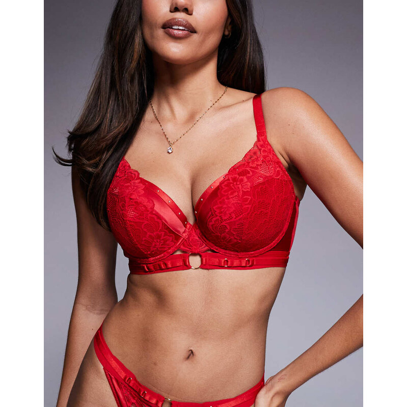 Ann Summers Fuller Bust Undisputed padded plunge bra in red 109503012