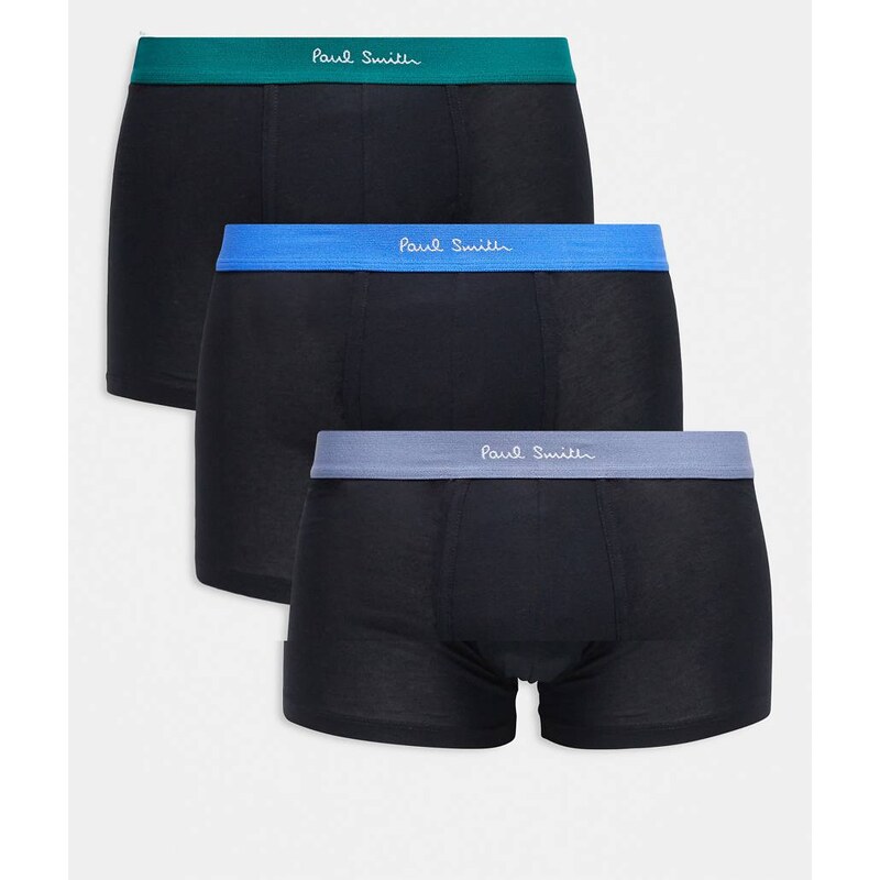 PS Paul Smith Paul Smith mixed waistband 3-pack trunks in black