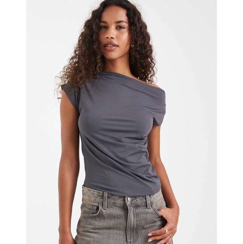 Cotton On georgie off the shoulder top in moonlight shadow-Grey 115743875