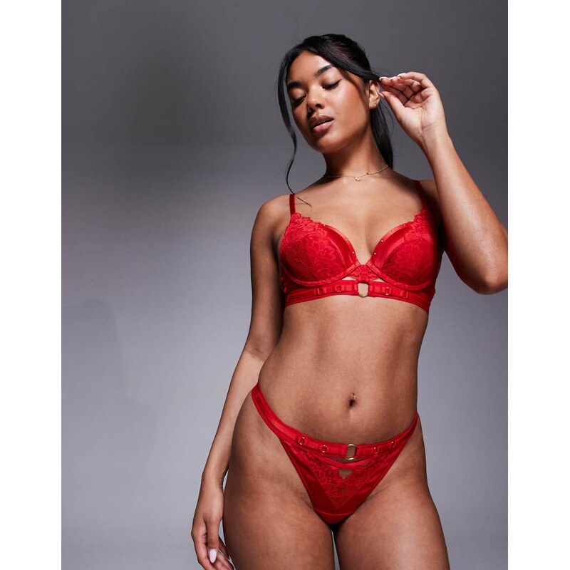 Ann Summers Undisputed padded plunge bra in red 115513527