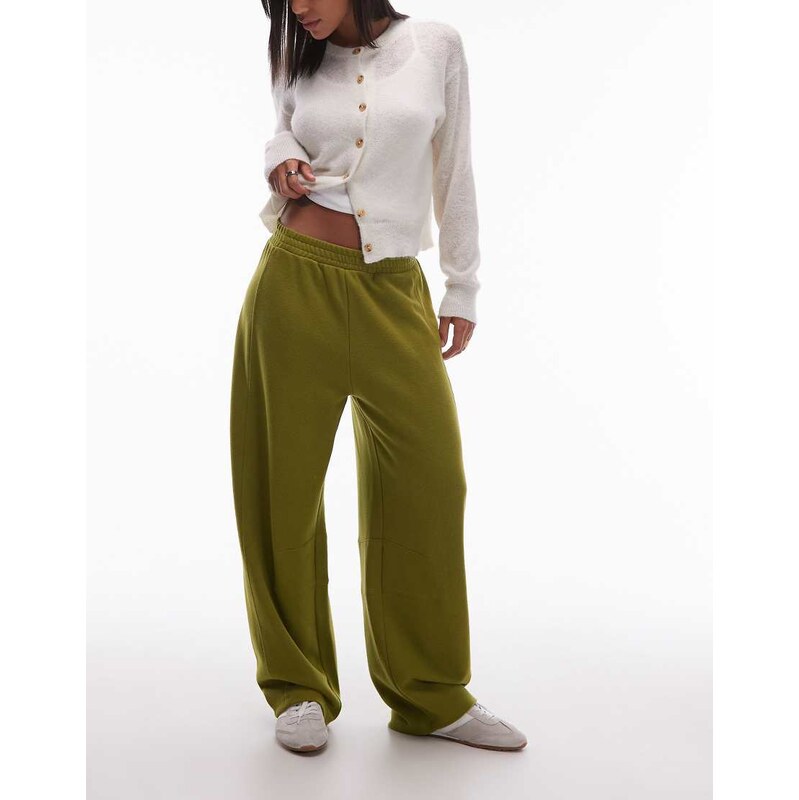 ASOS DESIGN supersoft extreme barrel leg jogger in dark olive-Green 115515219