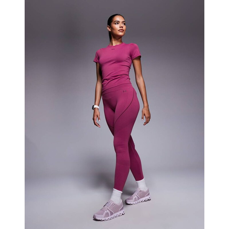 Under Armour Vanish seamless leggings in dark maroon-Red