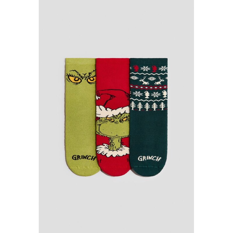H&M - Froté ponožky 3 páry - Zelená/Grinch