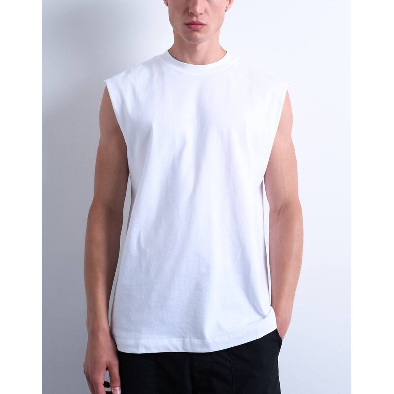 Topman relaxed fit sleeveless t-shirt in white