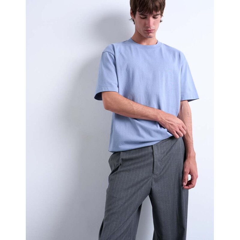 Topman relaxed fit t-shirt in mid blue
