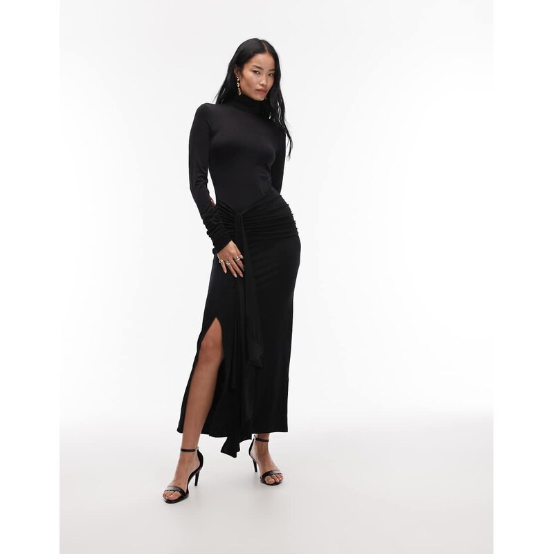 & Other Stories maxi dress with high neck and drape sheaf detail in 109505805