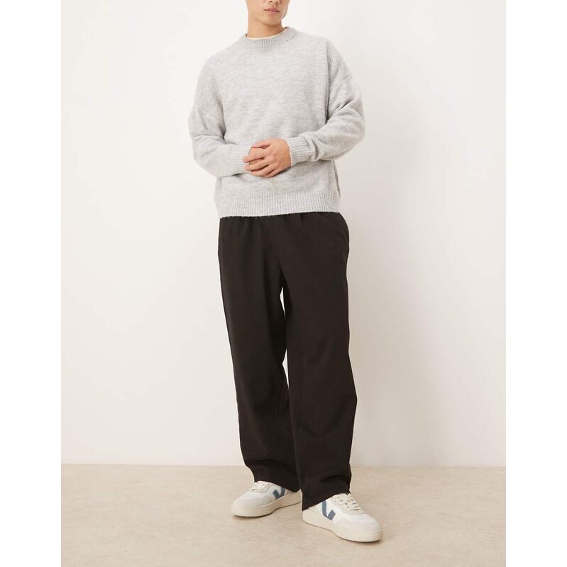 ASOS DESIGN relaxed tapered fit pull on trouser in black