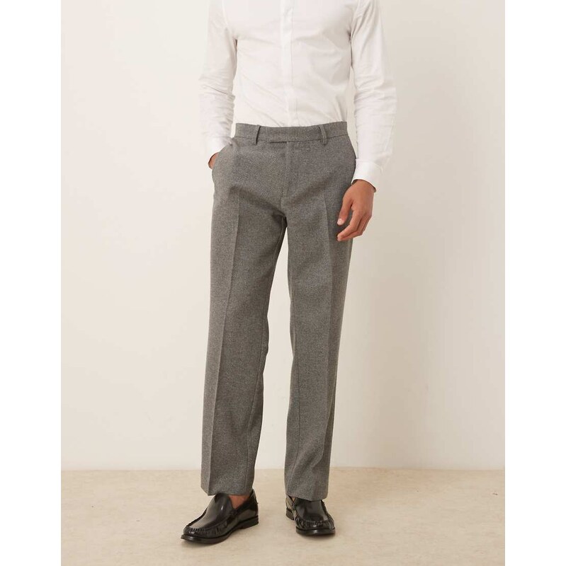 ASOS DESIGN straight suit trouser with wool in grey