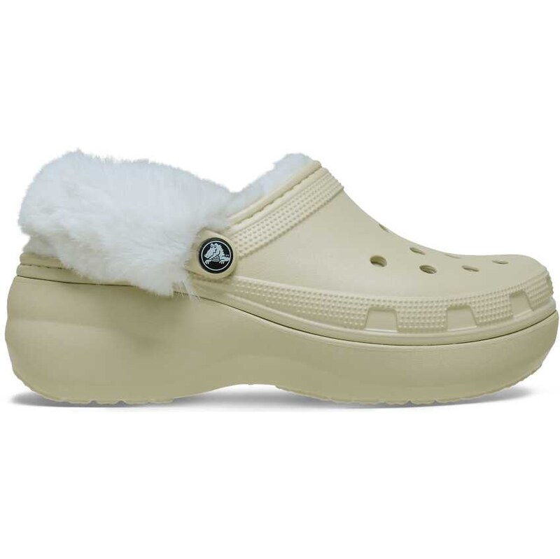Crocs Classic platform fleece lined clog in bone-Neutral 110353153