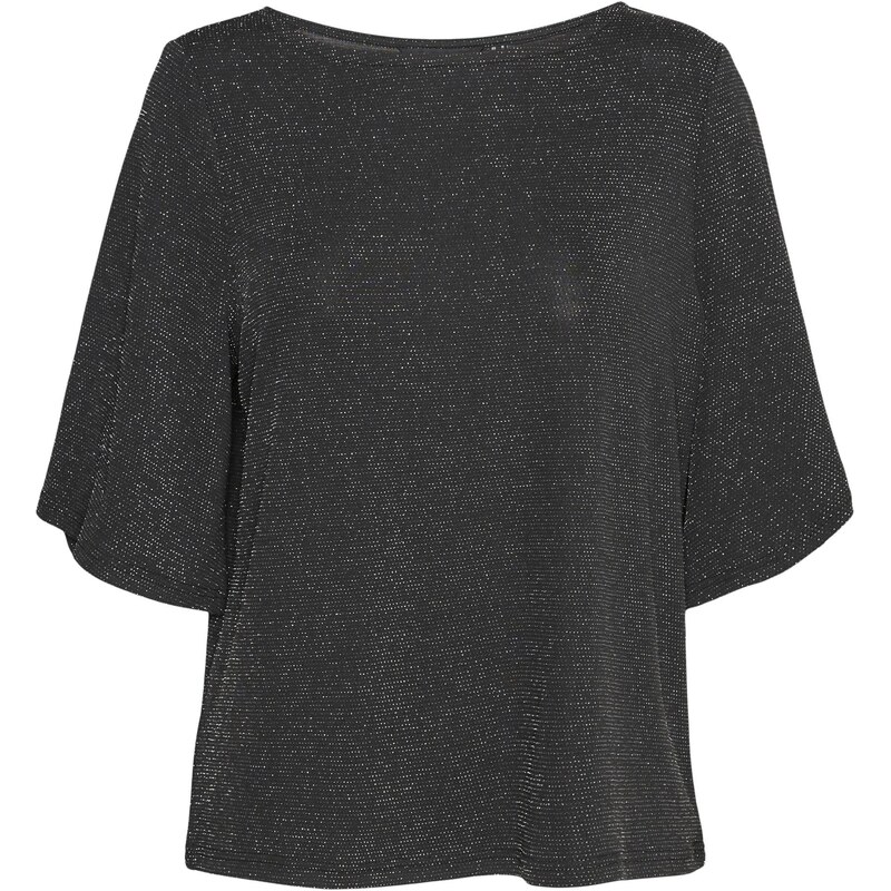 VERO MODA Tričko KANVA černý melír / stříbrná