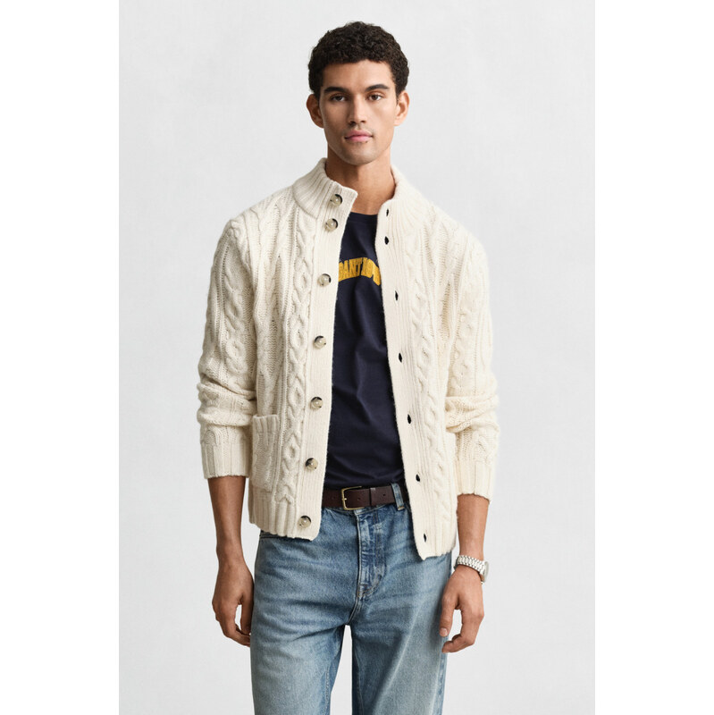 KARDIGÁN GANT CABLE CARDIGAN CREAM